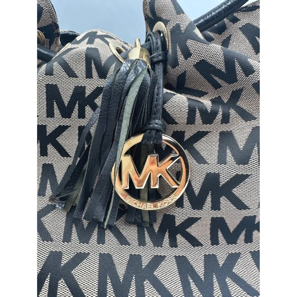 Michael Kors Beige and Black Logo Tote - Picture 2 of 9